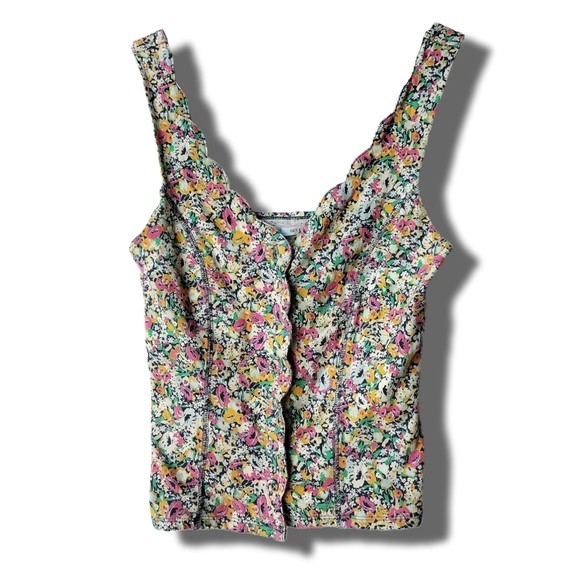 Urban Outfitters | Kimchi Blue Floral Prairie Scallop Tank Top | Small - Picture 3 of 6